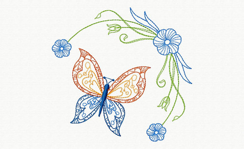 Beautiful Butterfly and Floral #09 Machine Embroidery Designs