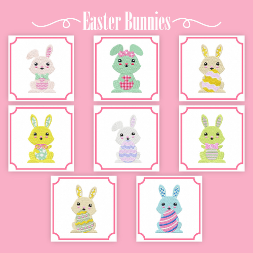 Machine Embroidery Designs - Easter Bunnies Collection of 8