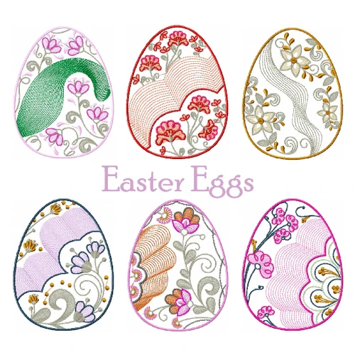 Machine Embroidery Designs - Easter Egg Collection of 6