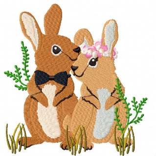 Rabbit Couple - Wedding Animals Collection #03 Machine Embroidery Design