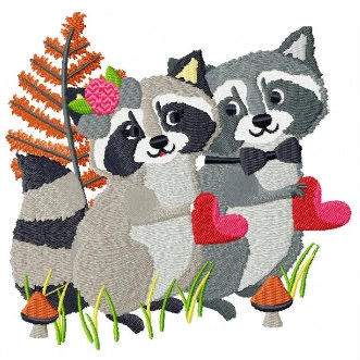 Raccoon Couple - Wedding Animals Collection #05 Machine Embroidery Design