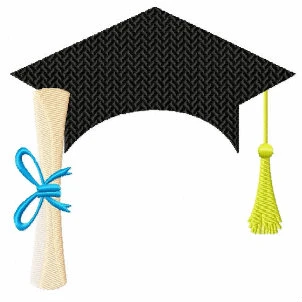 Graduation Cap Monogram Frame Collection #01 Machine Embroidery Design
