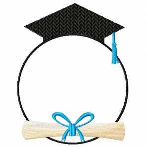 Graduation Cap Monogram Frame Collection #05 Machine Embroidery Design