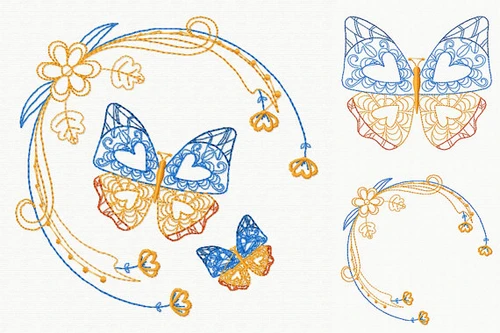 Beautiful Butterfly and Floral #11 Machine Embroidery Designs