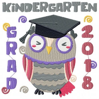Owl Kindergarten Typography Collection #01 Machine Embroidery Design