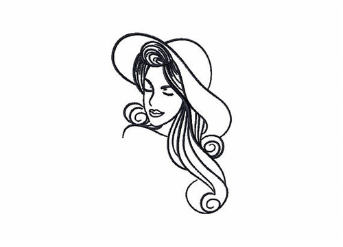Summer Hat Modern Ladies #6 Machine Embroidery Designs