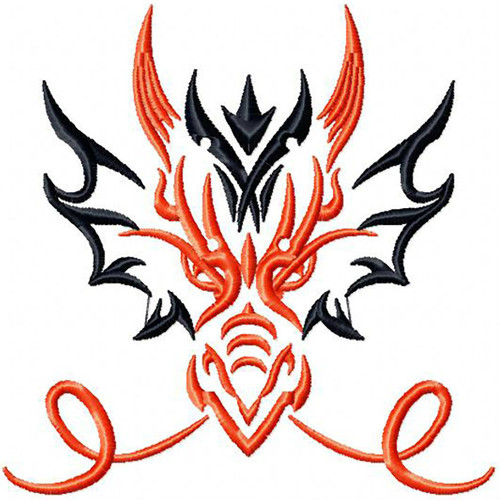 Smoking Dragon - Tribal Dragon #9 Machine Embroidery Design