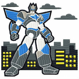 Warrior Cyborg - Robot Collection #07 Stitched and Applique Machine Embroidery Design