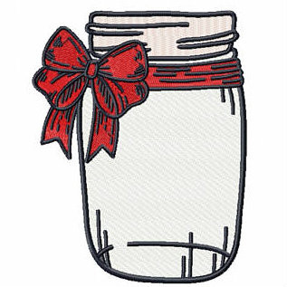 Red Bow Mason Jar - Canning Jars #01 Machine Embroidery Design