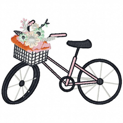 Vintage Floral Bike - Antique Collection #15 Machine Embroidery Design