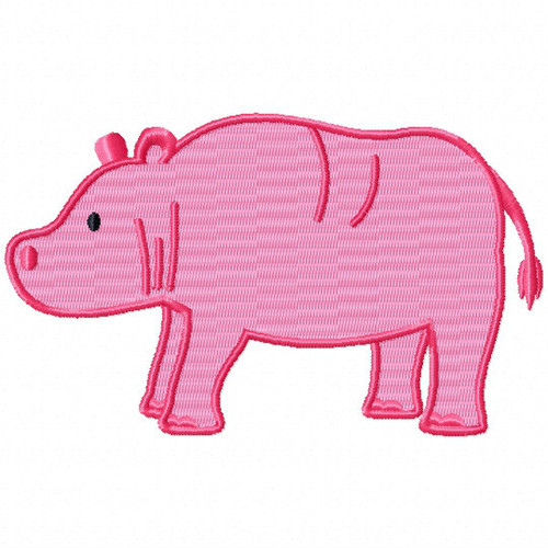 Pink Hippopotamus - Safari Animals #06 Machine Embroidery Design