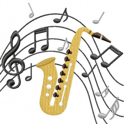 Saxophone - Musical Instrument Collection #02 Machine Embroidery Design
