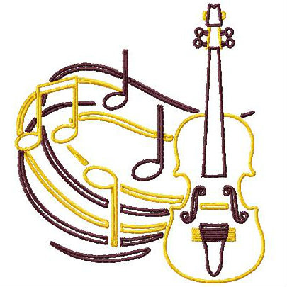 Outlined Violin - Musical Instrument Collection #06 Machine Embroidery Design