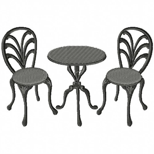 French Table and Chairs- French Cafe #13 Machine Embroidery Design