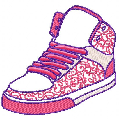High Top Basketball Sneakers - Shoe Collection #11 Machine Embroidery Design