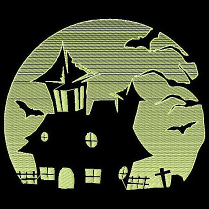 Haunted House - Glow in the Dark Halloween #04 Machine Embroidery Design