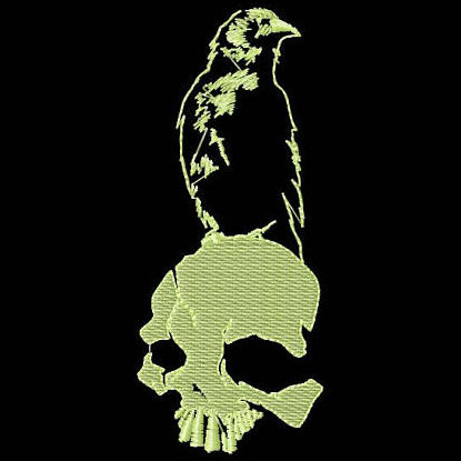 Skull and Crow - Glow in the Dark Halloween #05 Machine Embroidery Design