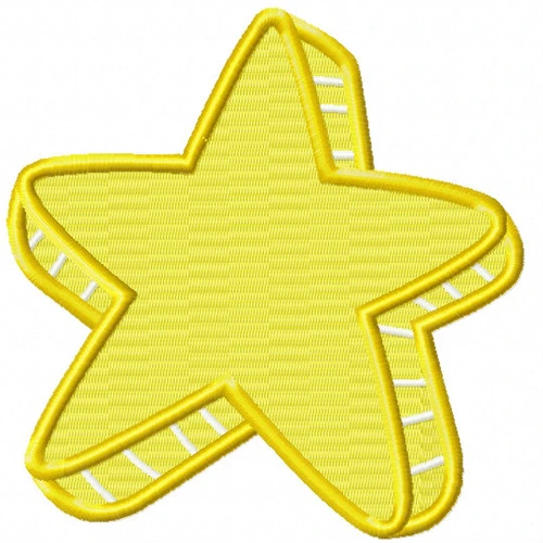 Bright Yellow Star - Stars #02 Stitched and Applique Machine Embroidery Design