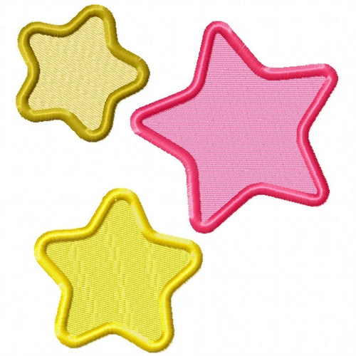 Three Stars - Stars #04 Stitched and Applique Machine Embroidery Design