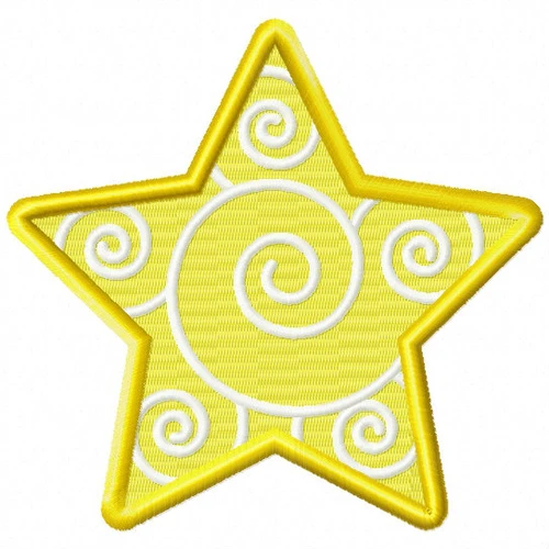 Swirly Star - Stars #05 Stitched and Applique Machine Embroidery Design