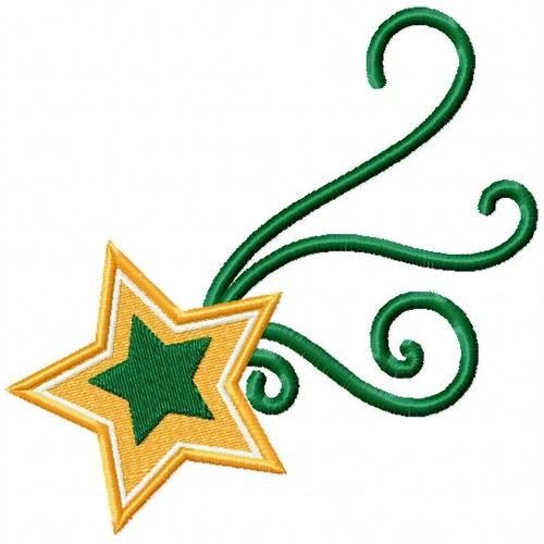 Green Star Trail - Stars #07 Stitched and Applique Machine Embroidery Design
