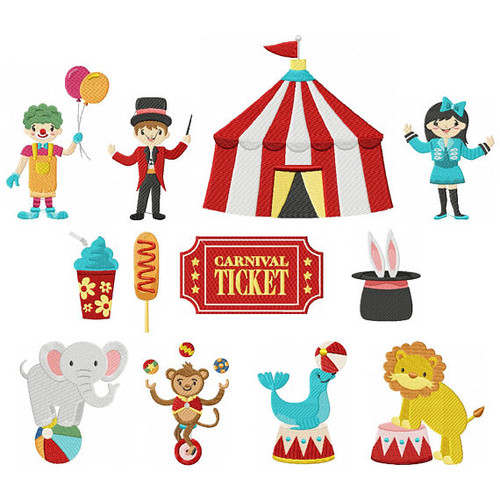 Circus Carnival Collection 12 Machine Embroidery Designs