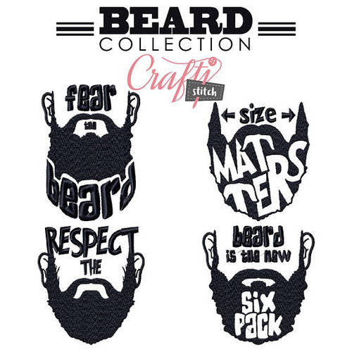 Beard Collection of 4 Machine Embroidery Designs