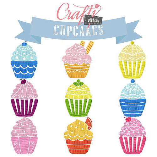 Cupcakes Collection of 9 Machine Embroidery Designs