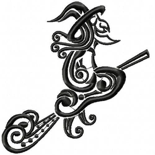 Witch on Broom - Tribal Tattoo Halloween Collection #01 Machine Embroidery Design