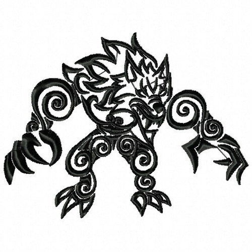 Werewolf- Tribal Tattoo Halloween Design #04 Machine Embroidery Design