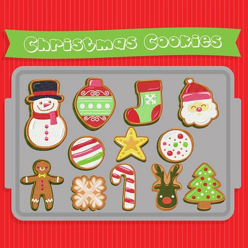 Christmas Cookies Collection of 12 Machine Embroidery Designs