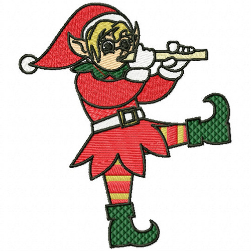 Elf with Flute - Funny Elves #10 Machine Embroidery Design