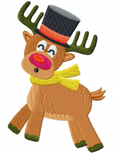Reindeer with Yellow Scarf - Santa's Reindeer #04 Machine Embroidery Design