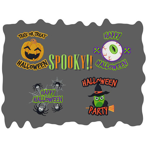 Spooky Collection of 4 Machine Embroidery Designs in Stiched
