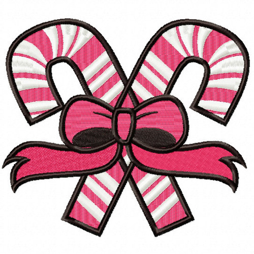 Pink Candy Cane with Ribbon - Solo Christmas Design #01 Machine Embroidery Design