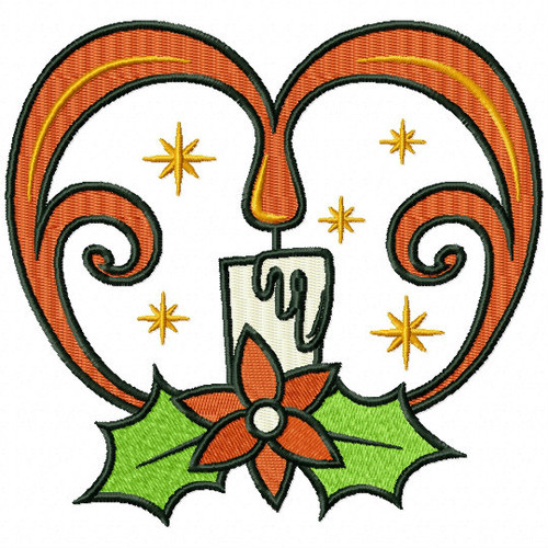 Yuletide Candle - Solo Christmas Design #02 Machine Embroidery Design