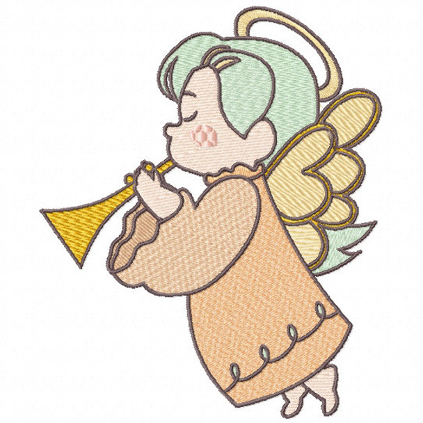 Angel with Trumpet - Cute Angels #06 Machine Embroidery Design