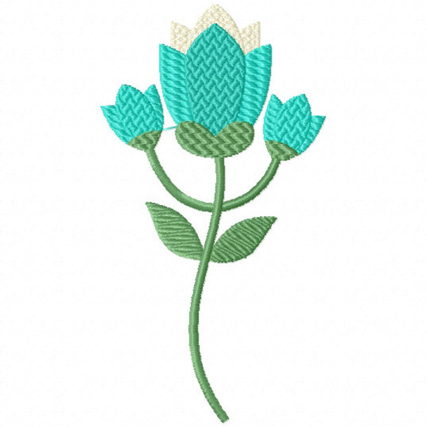 Turquoise Tulips - Flower Embellishment #07 Machine Embroidery Design