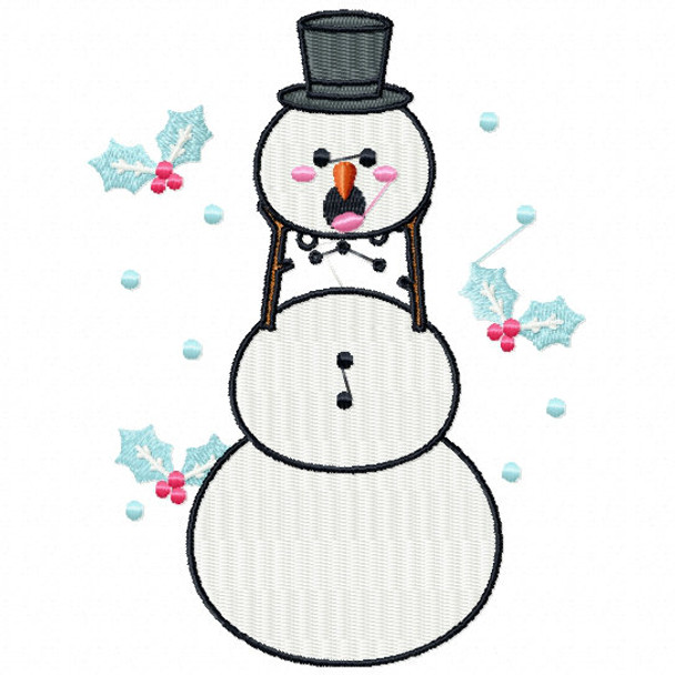 Startled Snowman  - Funny Snowman #01 Machine Embroidery Design