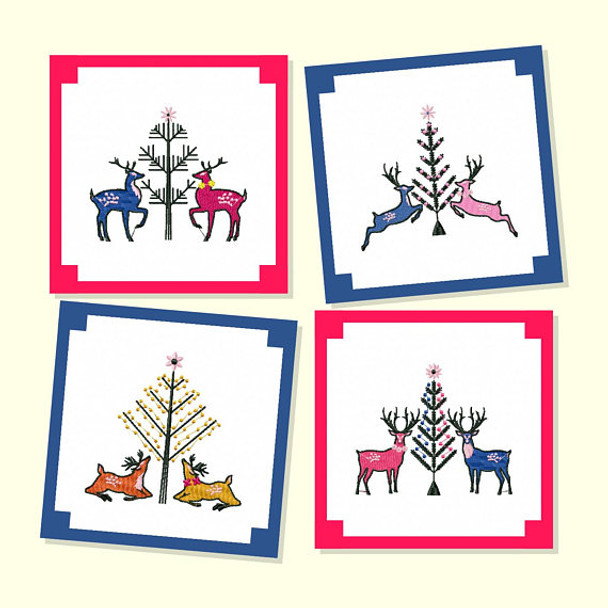 Christmas Reindeer Collection of 4 Machine Embroidery Designs