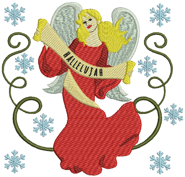 Golden Haired Christmas Angel - Christmas Angel #08 Machine Embroidery Design