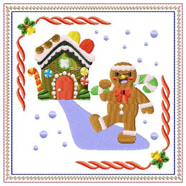 Ginger Bread Mug Rug #05 In The Hoop Machine Embroidery Design