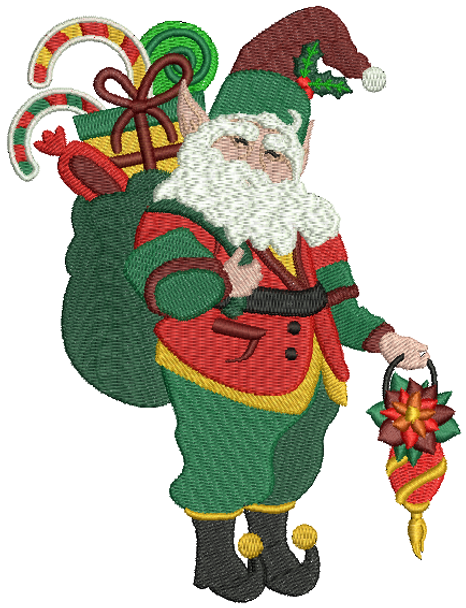 Elf with Gifts - Christmas Character #06 Machine Embroidery Design