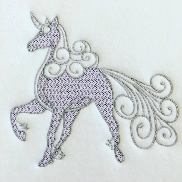 Unicorn Machine Embroidery Design Stitched