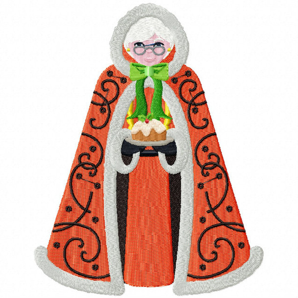 Mrs. Claus with Cake - North Pole Character #03 Machine Embroidery Design