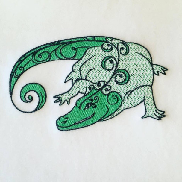 Crocodile Machine Embroidery Design Stitched