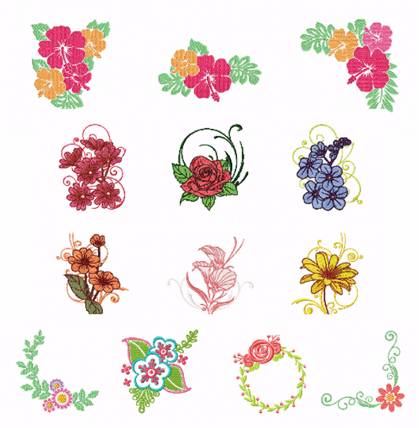 Flowers Collection of 13 Machine Embroidery Designs