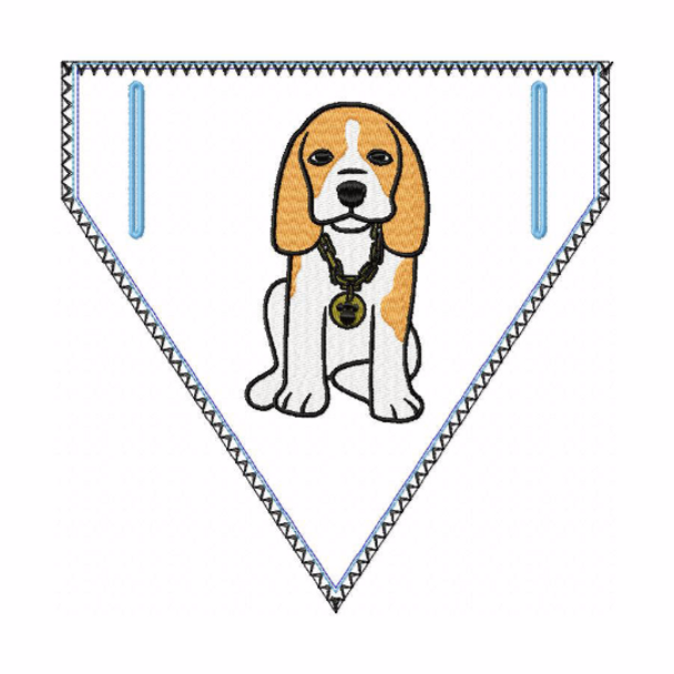 Beagle Doggie Bandanna 04 - In The Hoop Machine Embroidery Design
