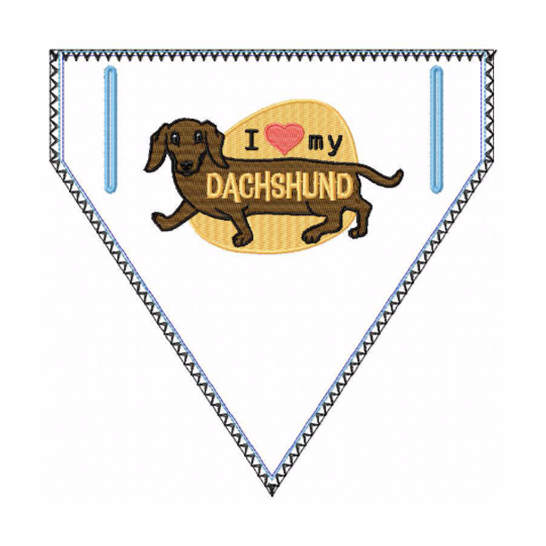 Dachshund Doggie Bandana 04 - In The Hoop Machine Embroidery Design