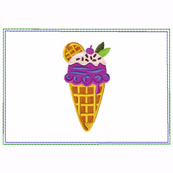 Ice Cream Small Money Purse 09 - In The Hoop Machine Embroidery Design